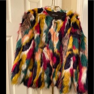 Multiple colors fur jacket